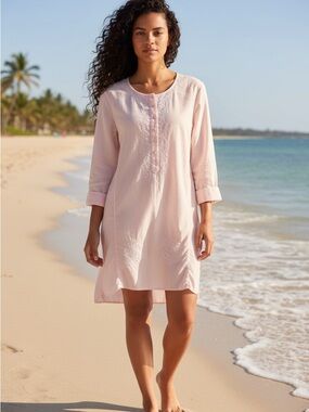 J. Crew Beach Shirt Long Sleeve Pink Cotton Sz S